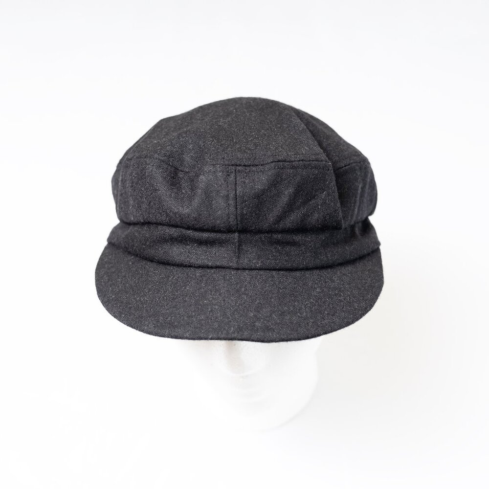 Upcycled Black Wool Skipper, Fiddler, Fisherman's, Mariner's Cap